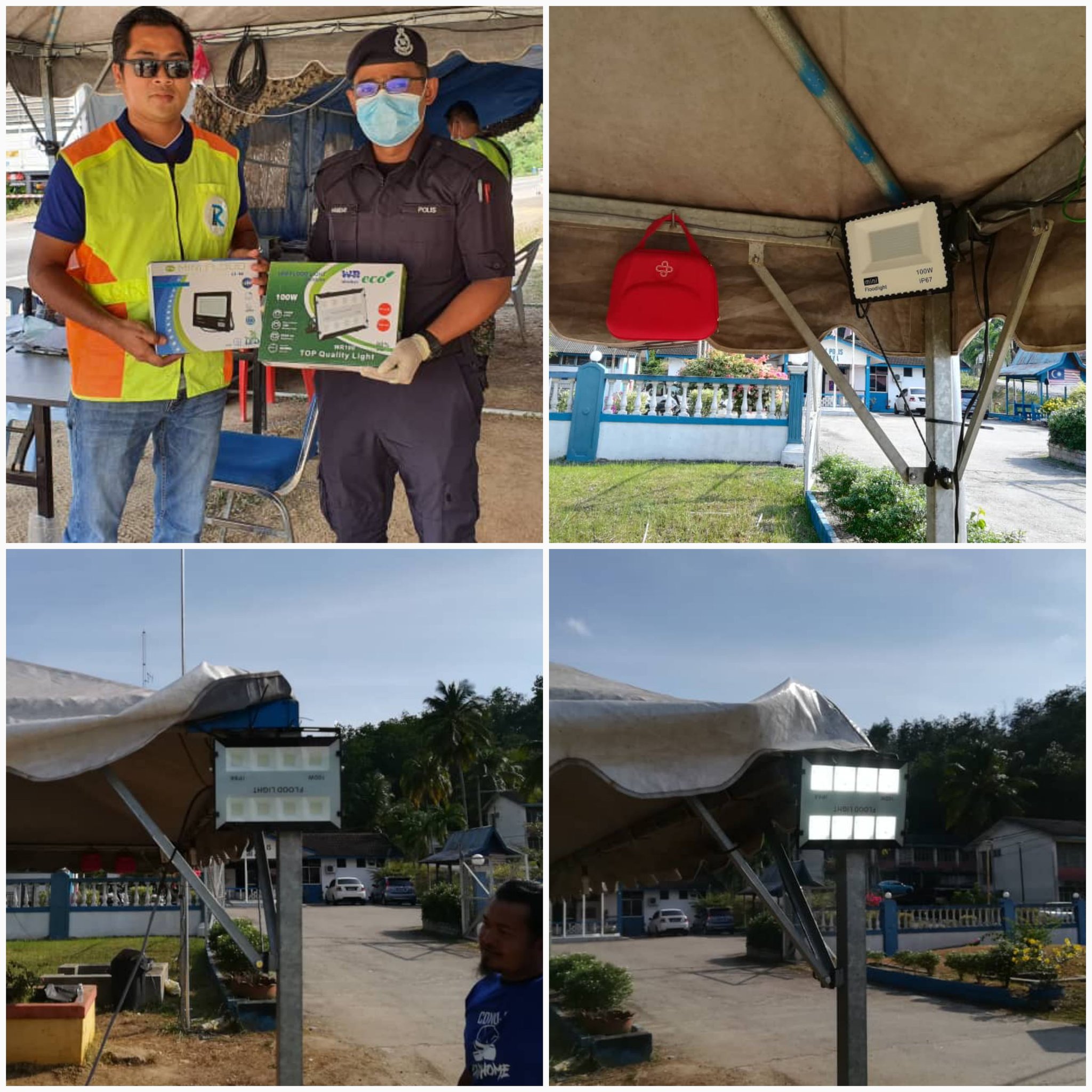 ROADCARE PAHANG MEMASANG LAMPU ‘SPOTLIGHT’ DI KHEMAH KAWALAN JALAN RAYA DAERAH MARAN